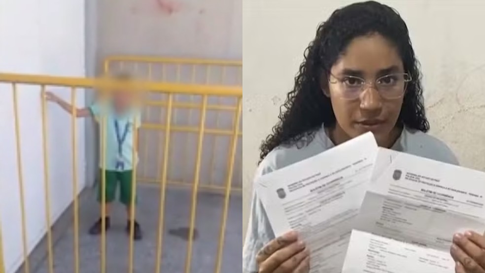 Mãe flagra filho autista sozinho em área cercada por grades em escola de Teresina e denuncia negligência: 'já registrei dois boletins' — Foto: Reprodução
