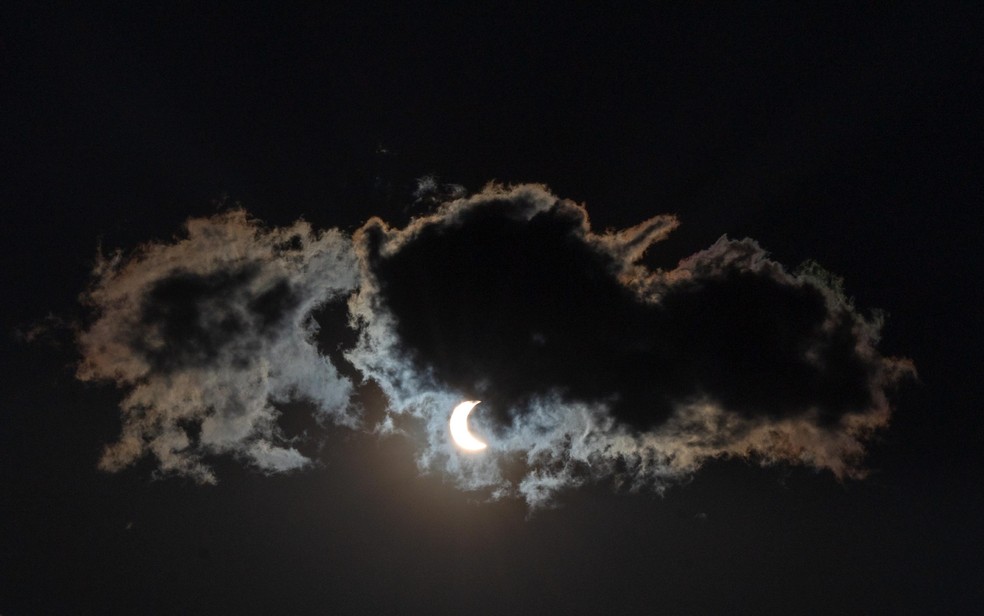 Eclipse em Goiás — Foto: Reprodução/Júnior Guimarães