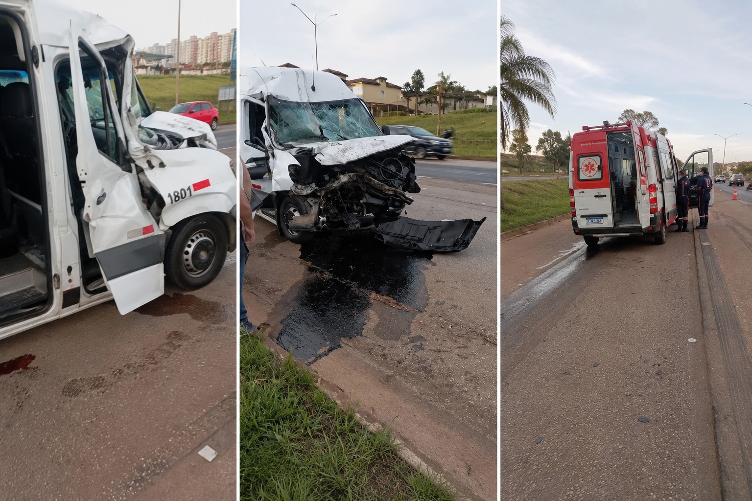 Van com pacientes bate na traseira de carreta e deixa feridos na Grande BH