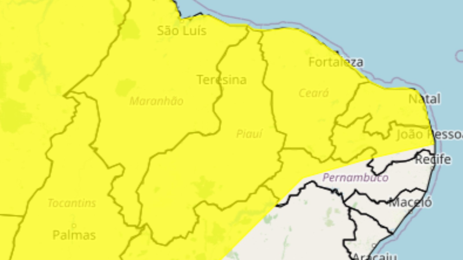 Inmet emite alerta de chuvas intensas e ventos para todo o Piauí