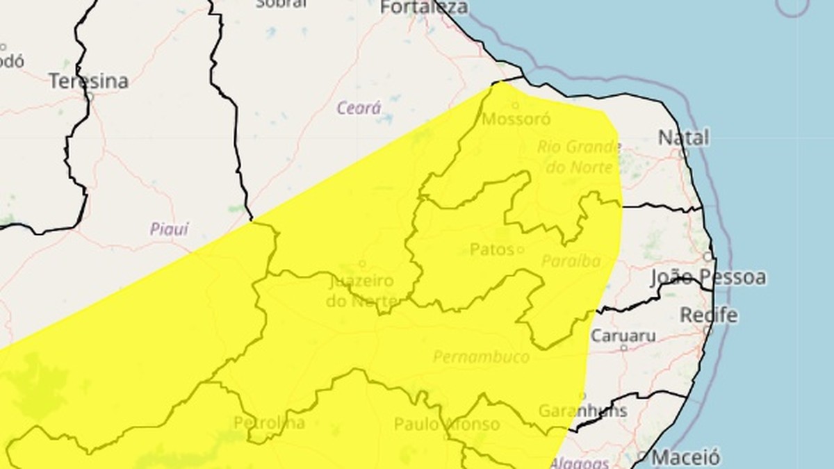 Inmet renova alerta amarelo de vendaval para 134 municípios da Paraíba ...
