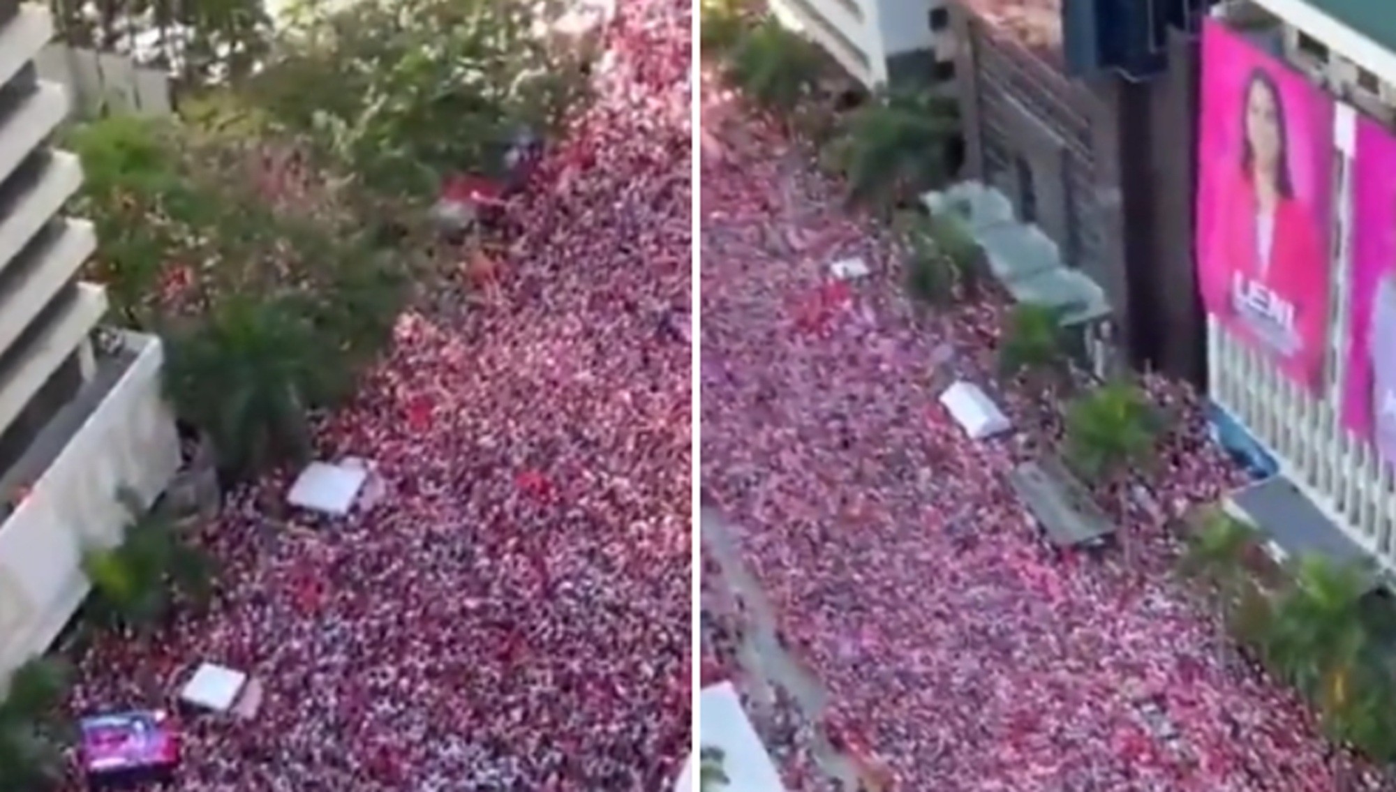 É #FAKE que vídeo de multidão de vermelho mostre ato contra anistia e PEC da Blindagem na Paulista; gravação é de 2022 nas Filipinas