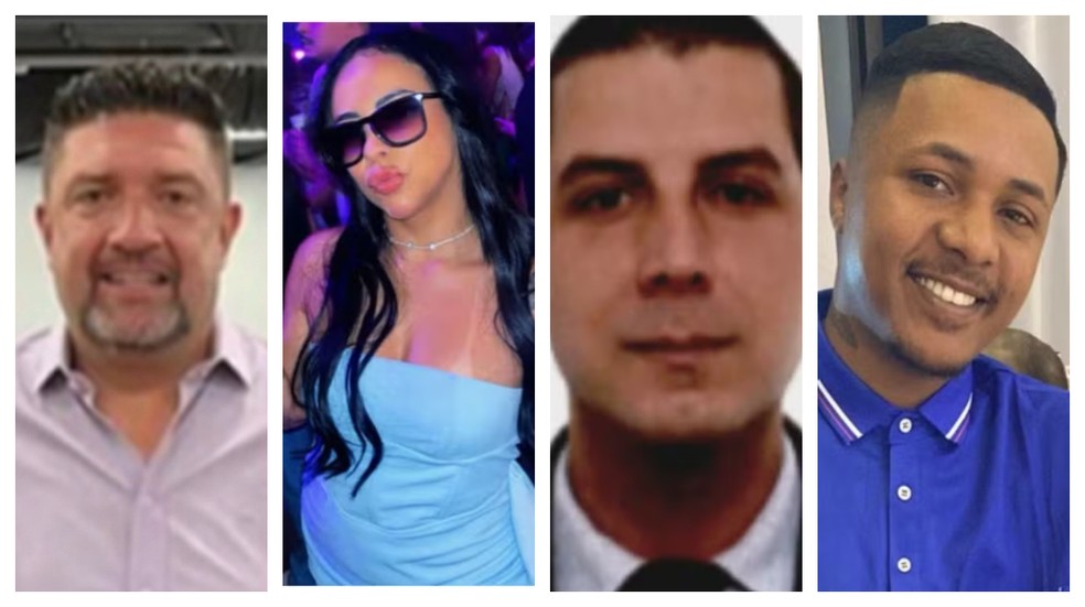Marcos Antônio Jorge Júnior, Bruna Araújo e Marcelo Lombardi são três dos cinco mortos confirmados por ingestão de bebida alcoólica com metanol. — Foto: Reprodução/TV Globo