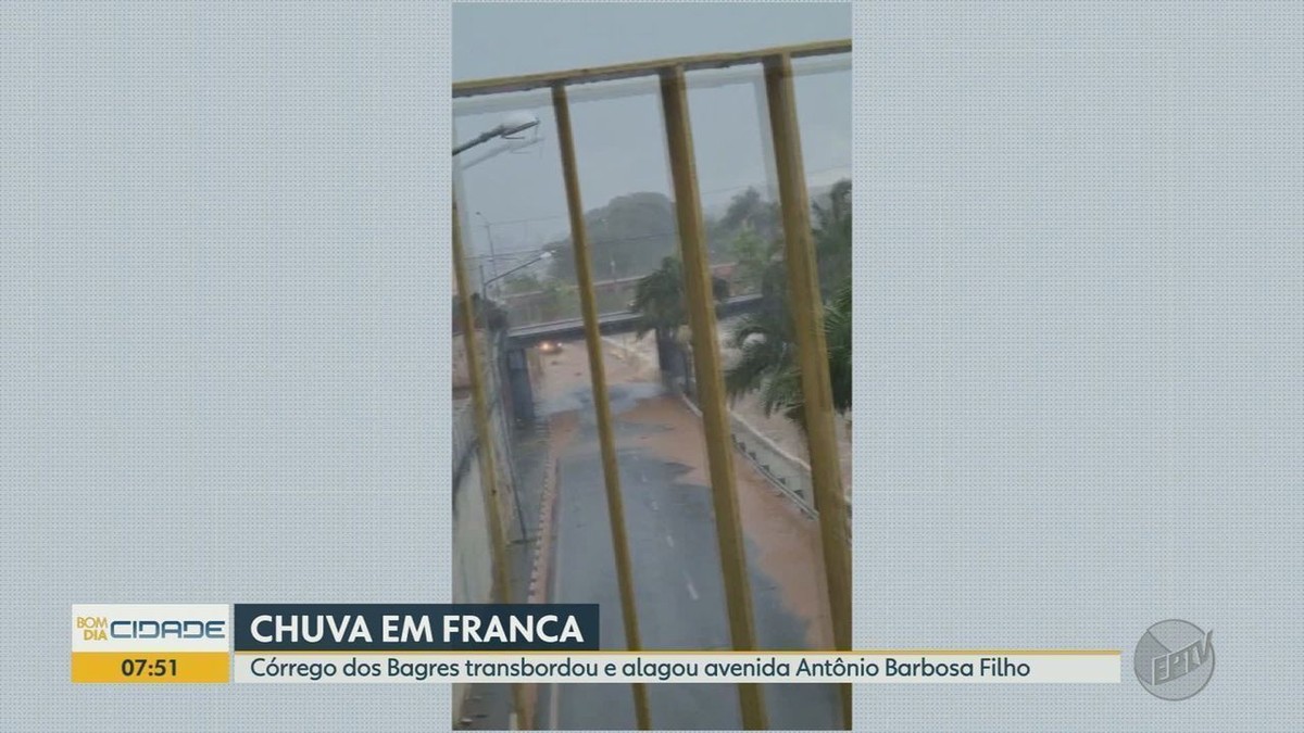 Córrego Dos Bagres Transborda E Alaga Avenida Durante Temporal Em ...