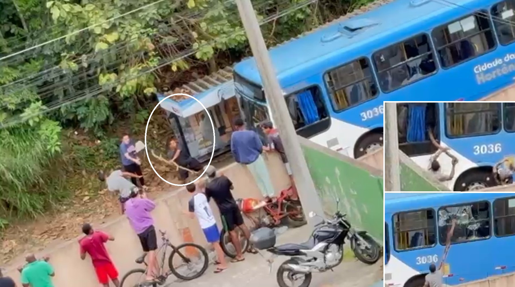 Vândalos atacam ônibus e moradores assistem violência perplexos em Petrópolis: 'Vão matar o motorista'