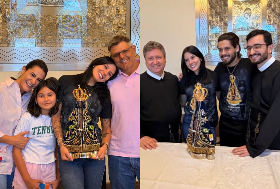 Cantora foi com a família e com Zé Felipe ao santuário — Foto: Redes sociais