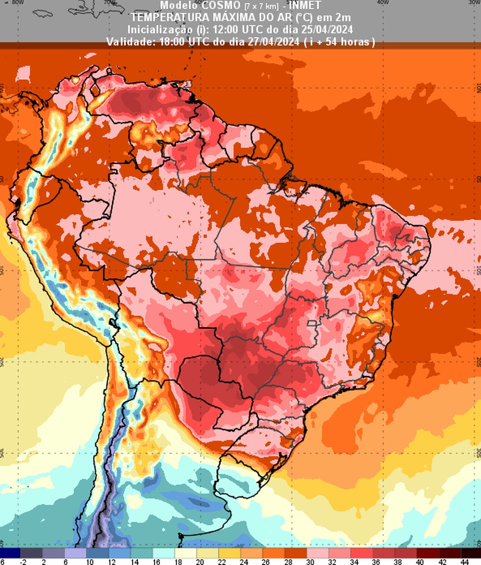 Quarta onda de calor do ano deve elevar as temperaturas em todo o Brasil. — Foto: INMET