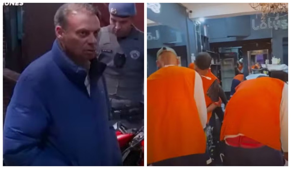 O subprefeito Luiz Carlos Pepe, da Lapa, em operações fora da área dele. Em Heliópolis, os fiscais usam os coletes de identificação da Prefeitura de SP pelo avesso. — Foto: Reprodução/Youtube