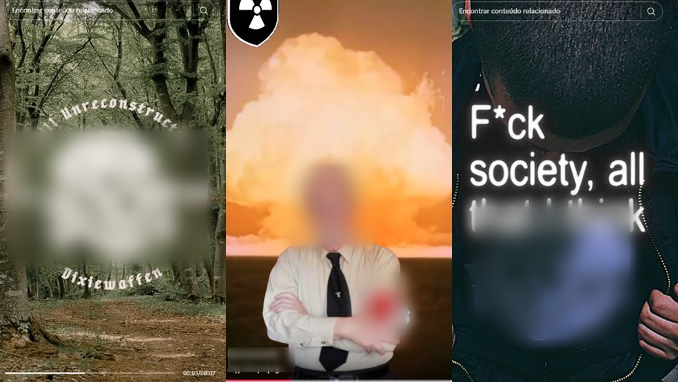 Postagens com símbolo associado ao nazismo — Foto: Reprodução/TikTok