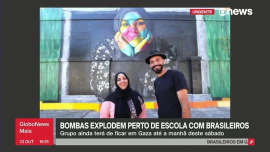 Mulher palestina e família estão abrigados em Gaza; ela teve rosto pintado por Kobra - Programa: GloboNews Mais 