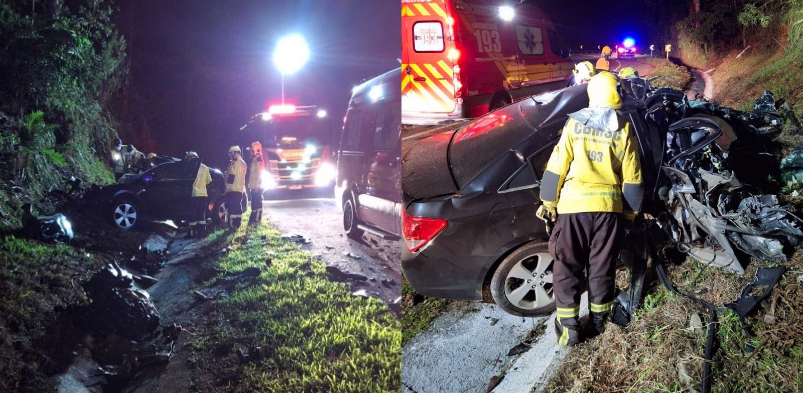Passageiro morre e motorista fica ferido após batida frontal entre carro e caminhão na BR-280