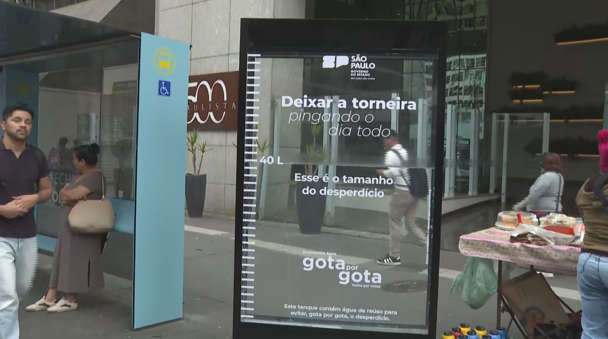 Avenida Paulista ganha 'aquário' para mostrar impacto do desperdício de água