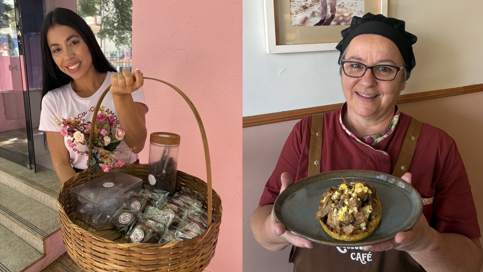 As empreendedoras Laiz Santos e Valéria Falchetto se prepraram para receber o período da Festa da Penha, com horário de trabalho e cardápios diferenciados — Foto: Ana Elisa Bassi