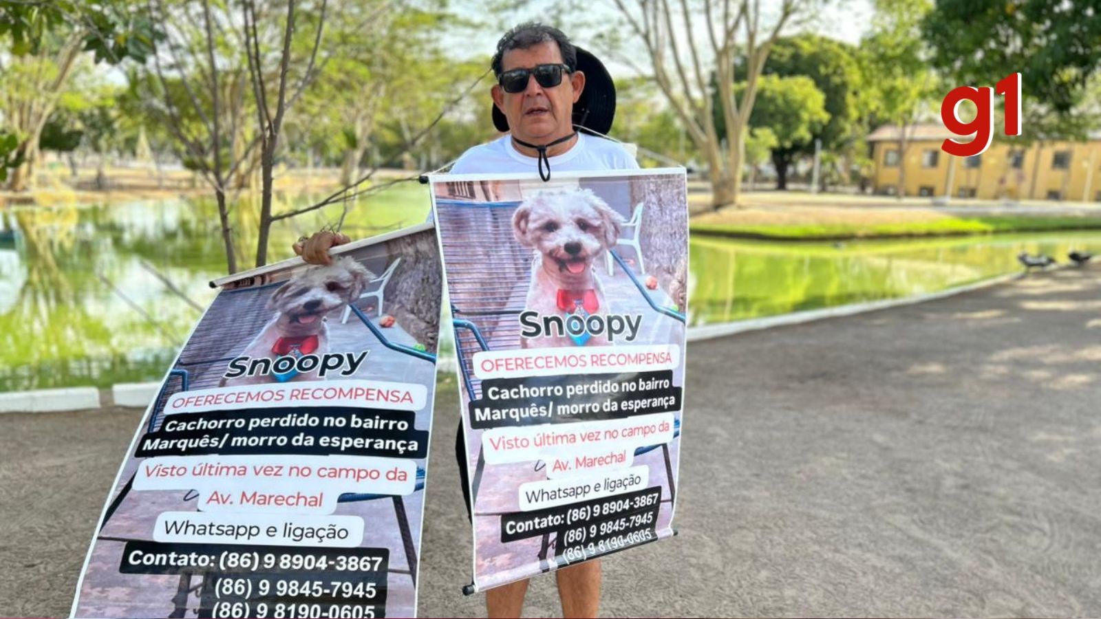 ‘É meu filho, não vou desistir’: com cartaz pendurado no pescoço, idoso procura diariamente cachorro desaparecido há 5 meses