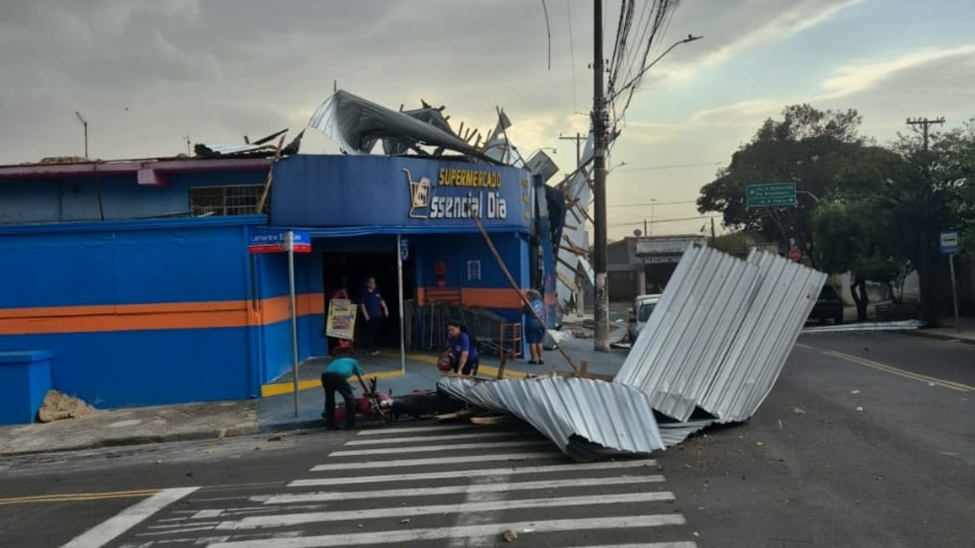 Galho cai e atinge dois carros durante chuva em Campinas; outras cidades registram estragos