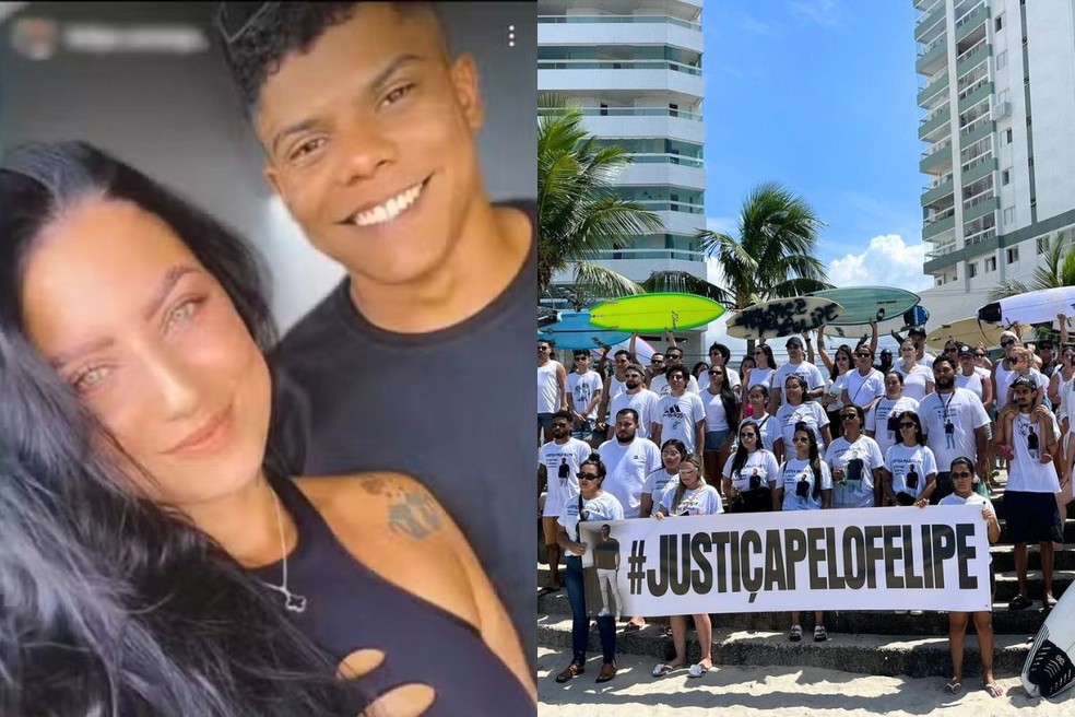 Dezenas protestam em Praia Grande, SP, após corretor de imóveis ser morto pela namorada — Foto: Arquivo Pessoal