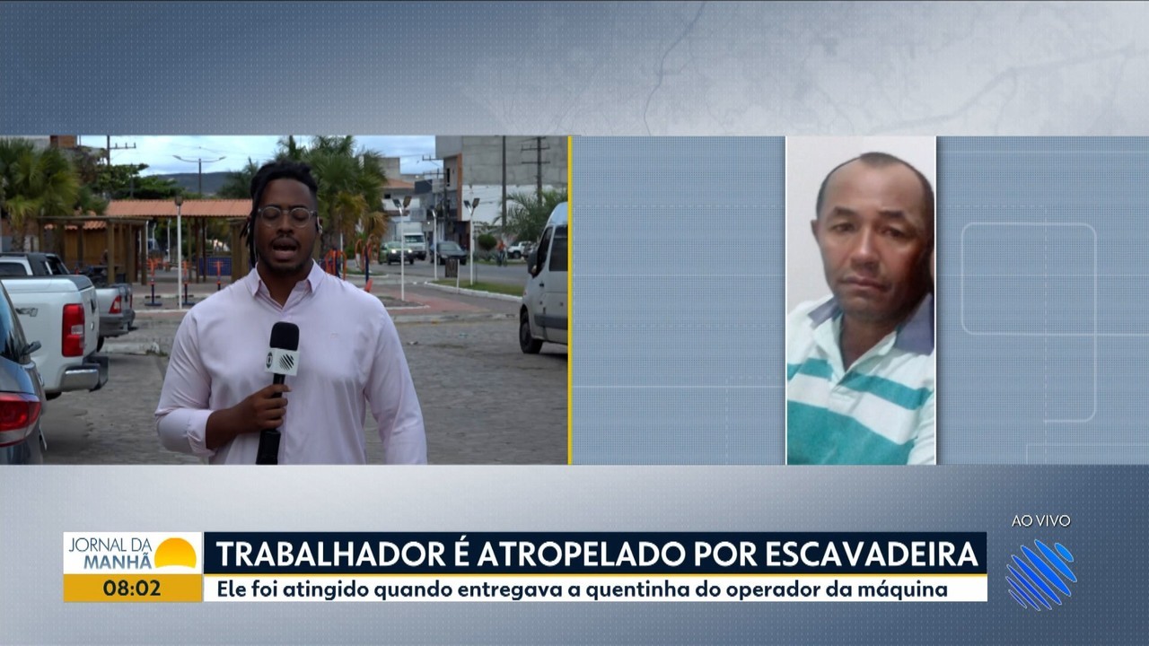 Idoso morre após ser atropelado por escavadeira enquanto entregava marmita para operador da máquina na Bahia