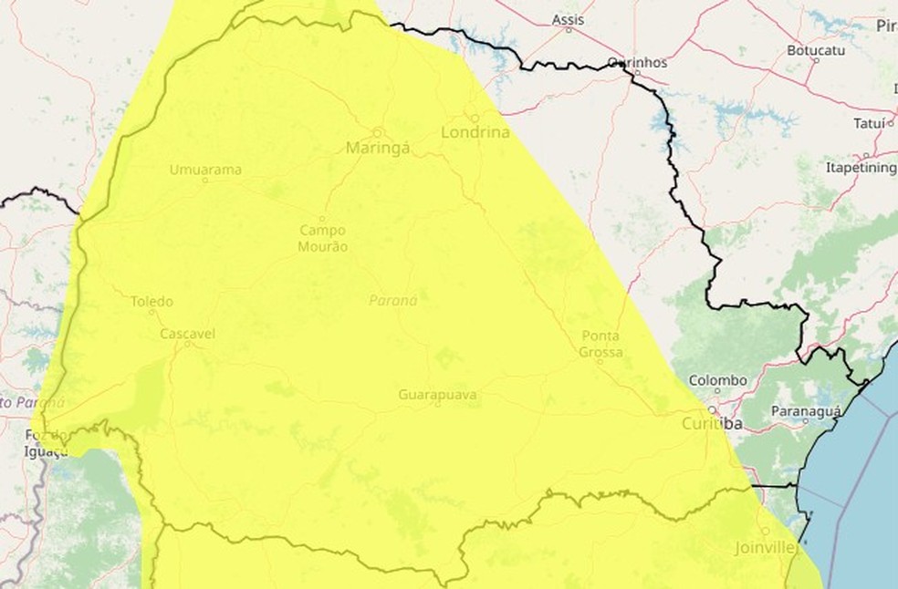 Alerta amarelo do Inmet — Foto: Reprodução/Inmet