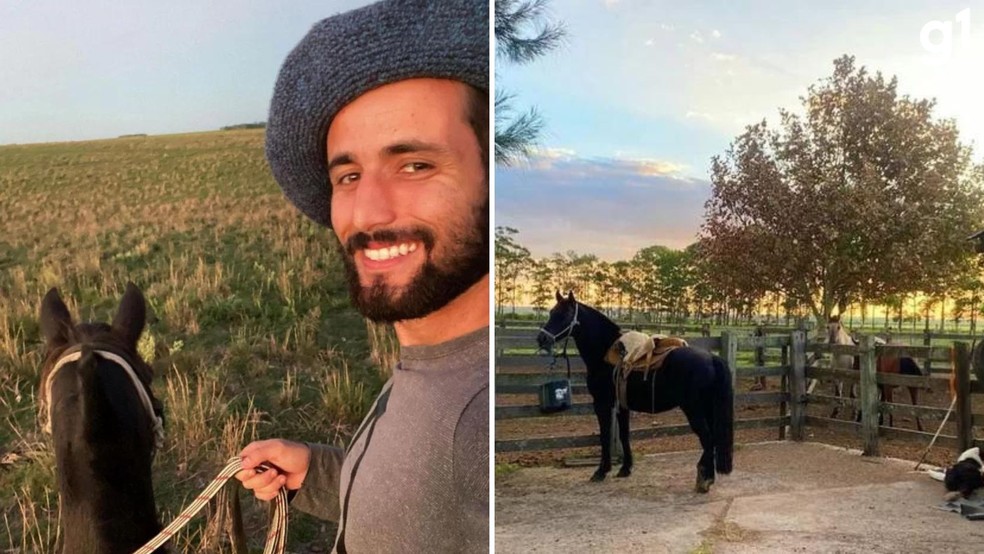 Gaúcho Matteus, do BBB 24, e seu inseparável cavalo — Foto: Arquivo Pessoal/Matteus Amaral