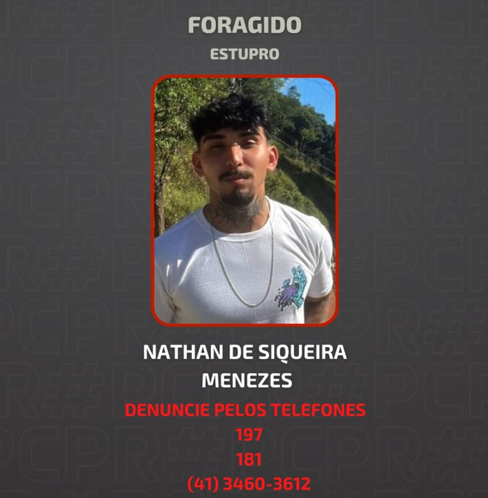 Nathan de Siqueira Menezes é procurado pela polícia. — Foto: PC-PR