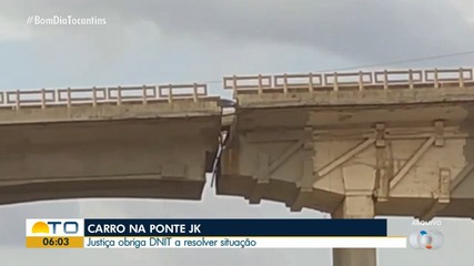 Justiça obriga DNIT retirar carro preso em fenda após queda de ponte