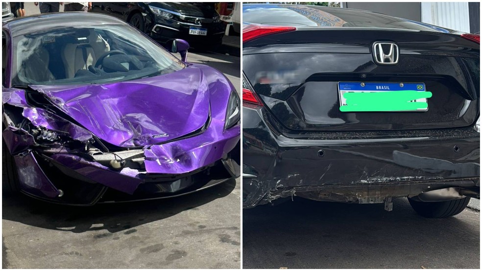McLaren de empresário se chocou contra Honda Civic, em Viçosa do Ceará — Foto: Reprodução