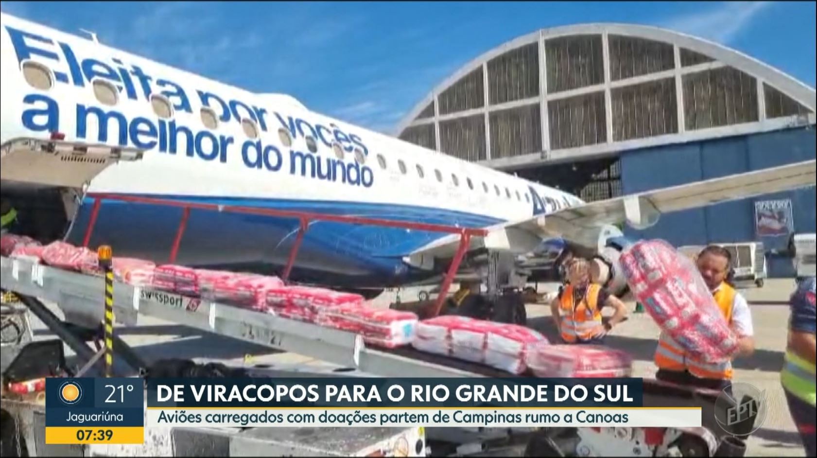 Aviões carregados com doações para vítimas das enchentes partem de Viracopos rumo ao RS