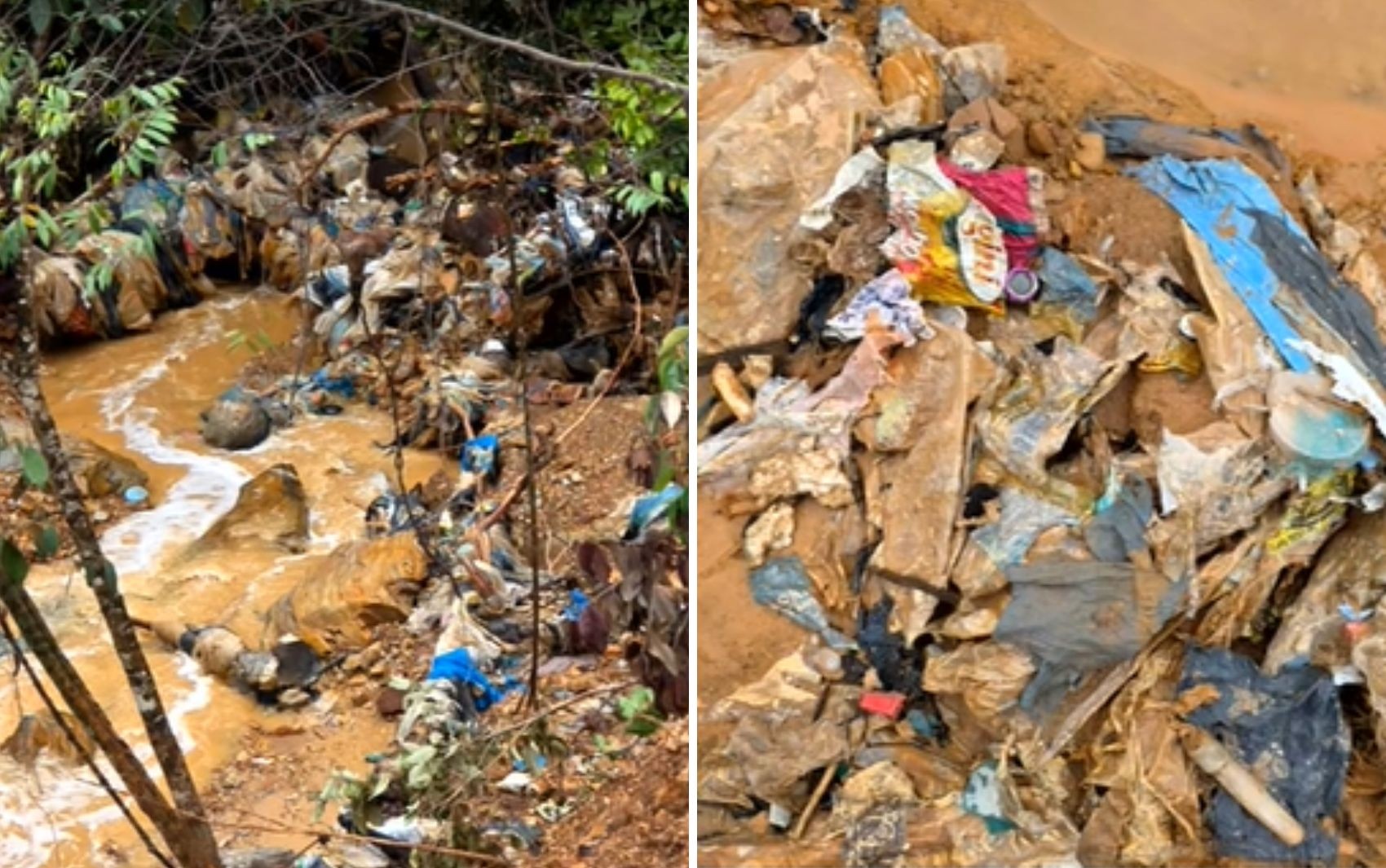 Terceiro desmoronamento em lixão volta a contaminar córrego, em Padre Bernardo