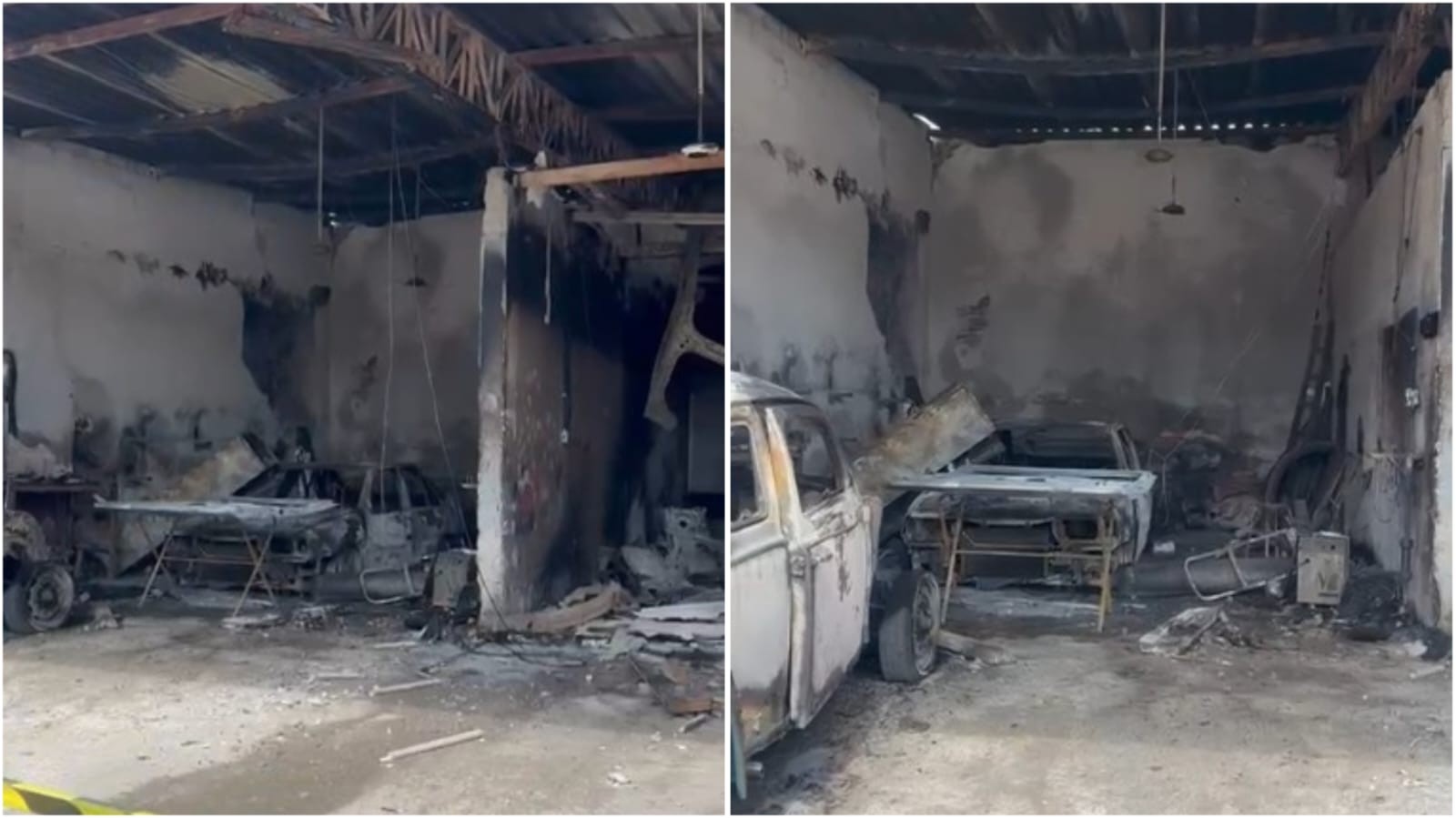 Funilaria pega fogo e carros são carbonizados em Várzea Paulista 