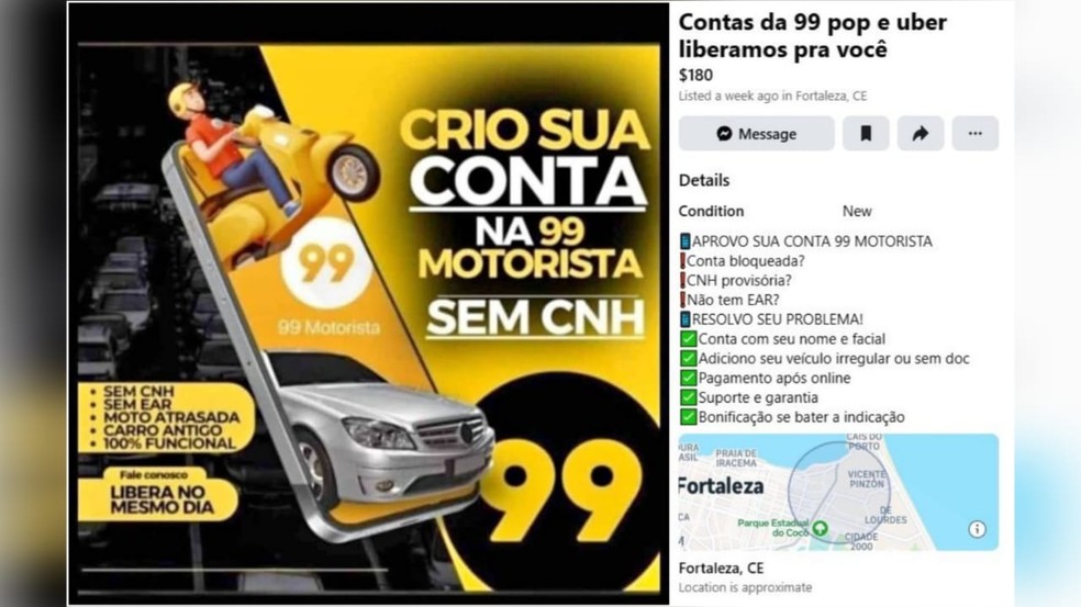 Comercialização de contas de motoristas em aplicativos é prática proibida — Foto: Reprodução