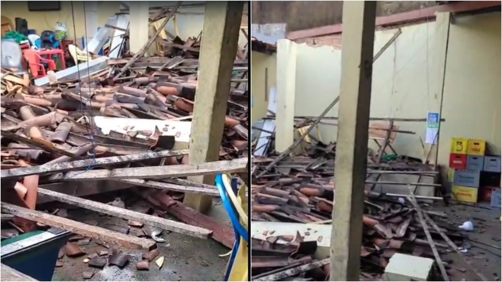 Teto de bar desaba em Fortaleza após chuvas; veja vídeo