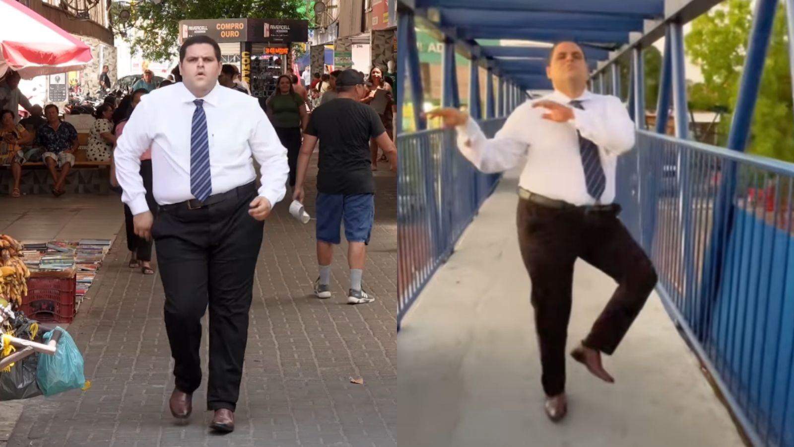 Influenciador viraliza e soma mais de 30 mi de visualizações ao dançar com roupa social em locais públicos