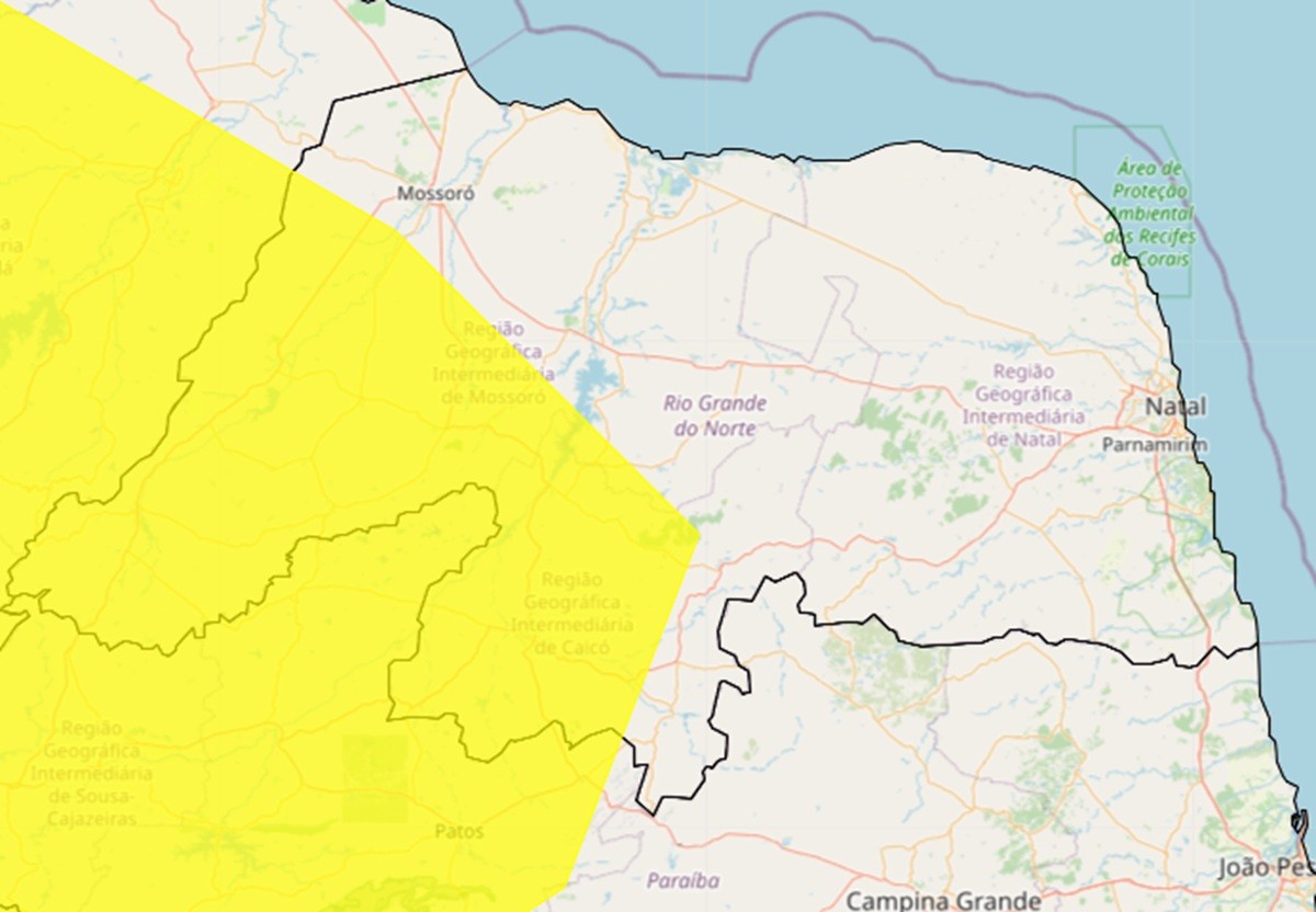 Inmet publica alerta de baixa umidade em 70 municípios do RN