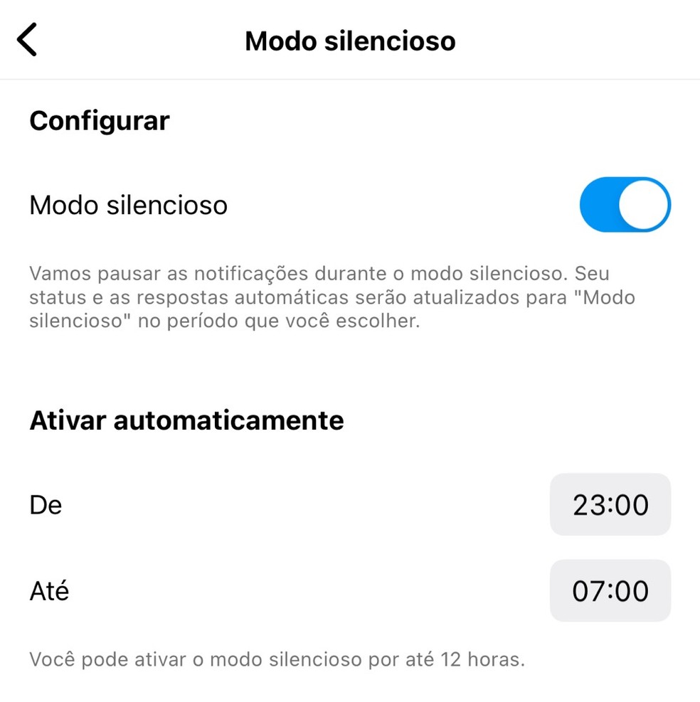 "Modo silencioso" do Instagram — Foto: Reprodução/Instagram