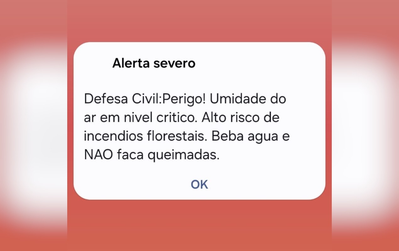 Defesa Civil emite alerta sonoro devido à nível crítico da umidade do ar no interior de SP