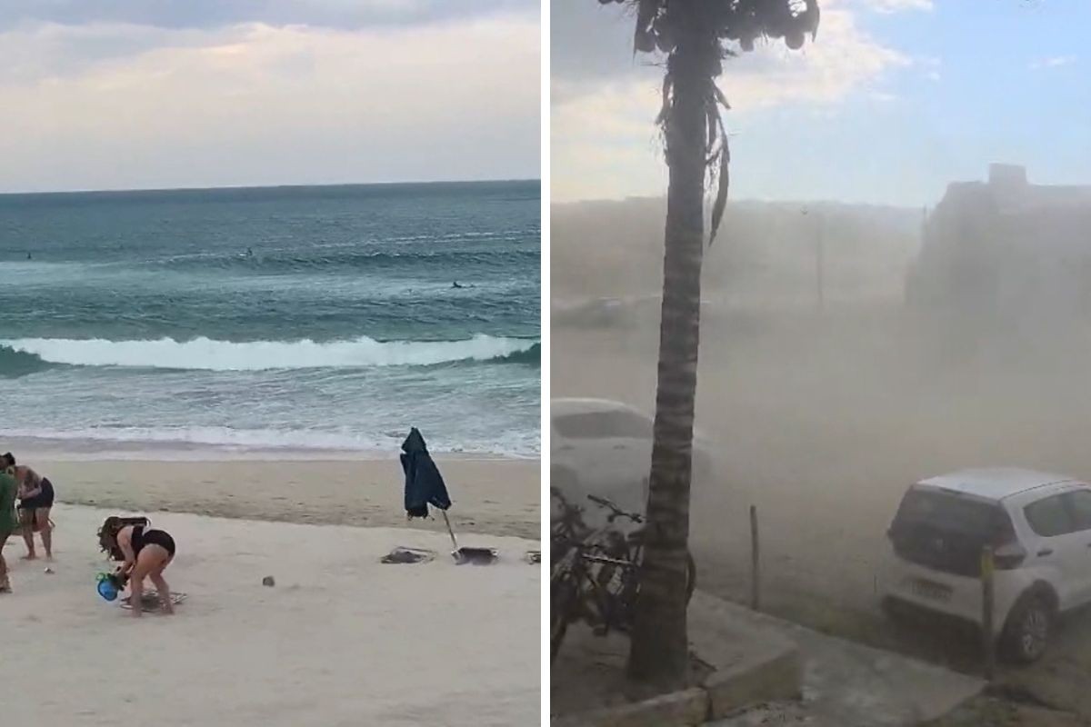 Vídeo mostra avanço da ventania no Litoral Norte e estragos causados pelas rajadas