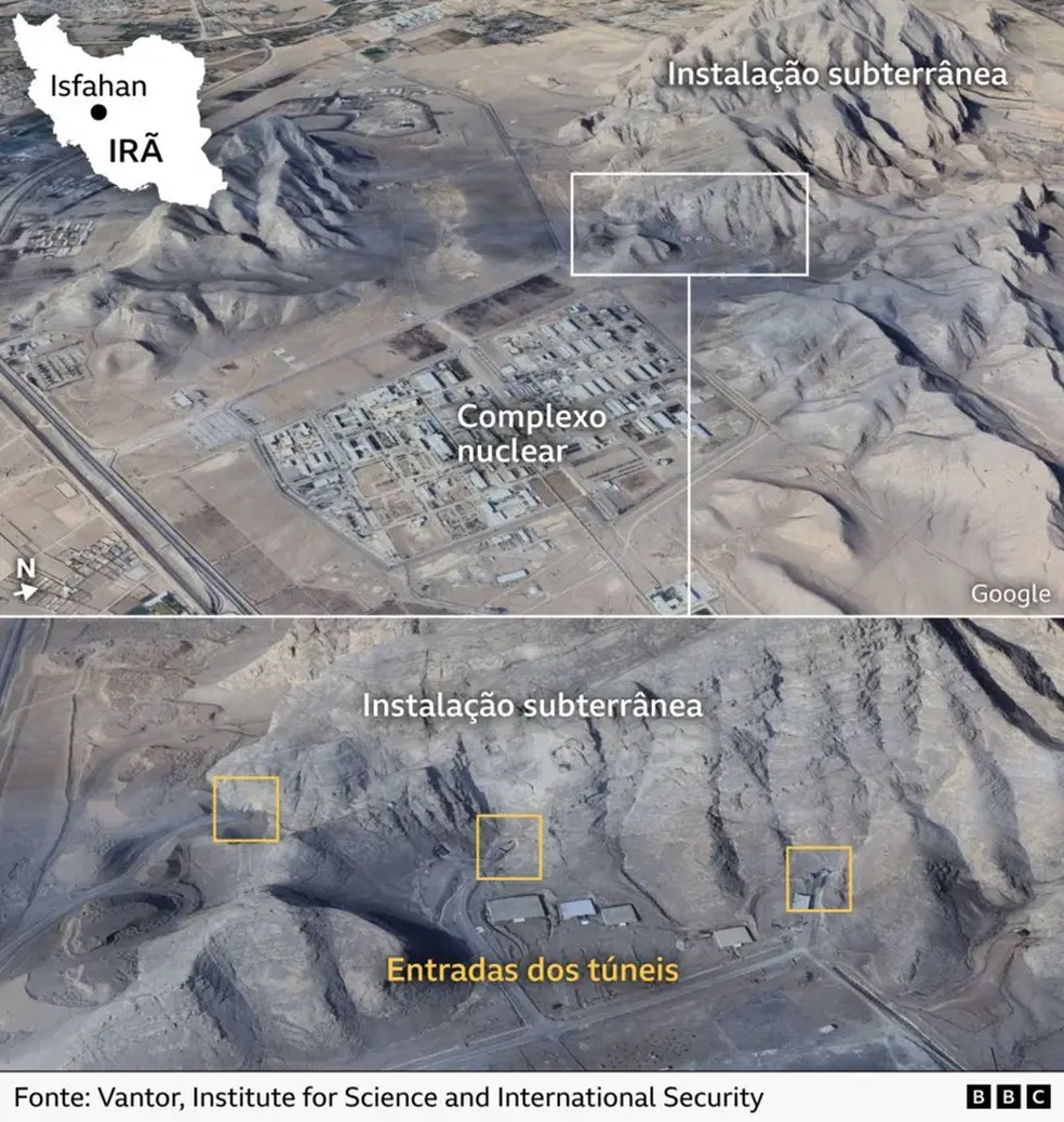 Complexo nuclear no Irã — Foto: BBC