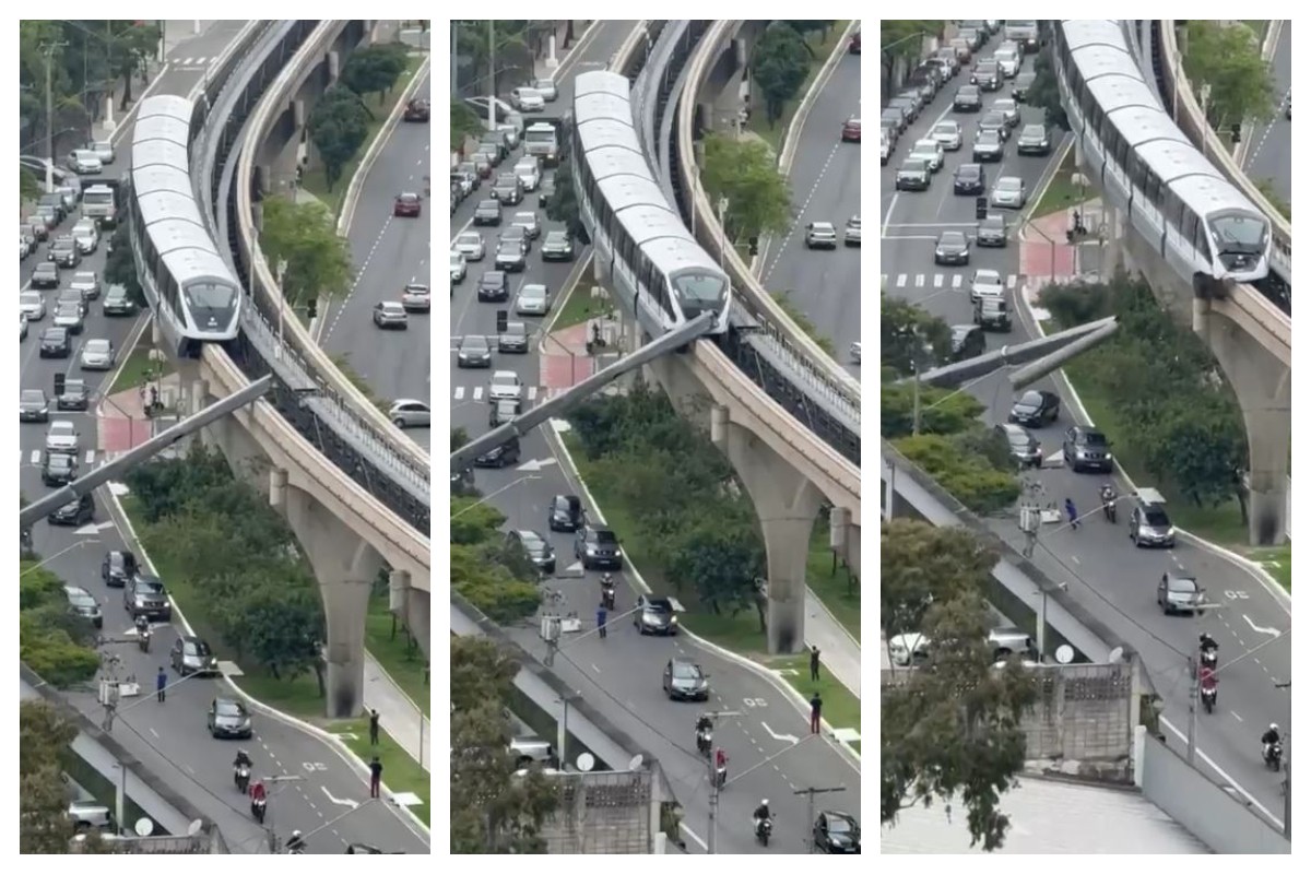 Vídeo mostra momento em que monotrilho atinge guindaste que caiu sobre trilho em SP