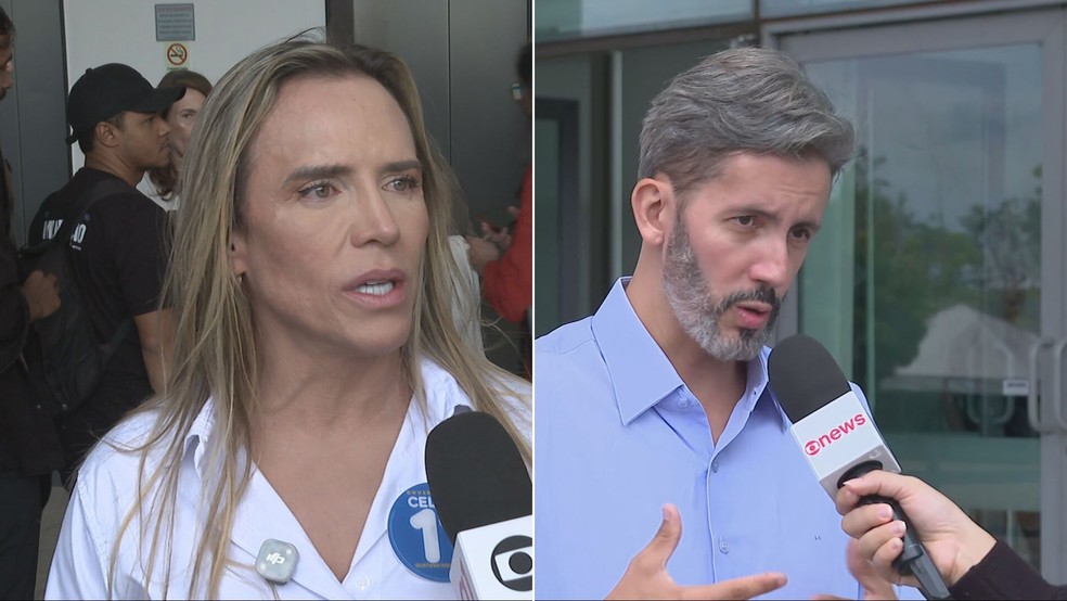 Celina Leão (PP) e Leandro Grass (PT) — Foto: TV Globo