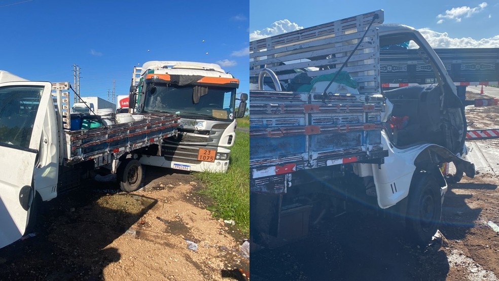 Se envolveram, conforme o BPREeis veículos, sendo três caminhões, uma caminhonete e dois carros de passeio. O causador do acidente pode ter fugido do local — Foto: TVM