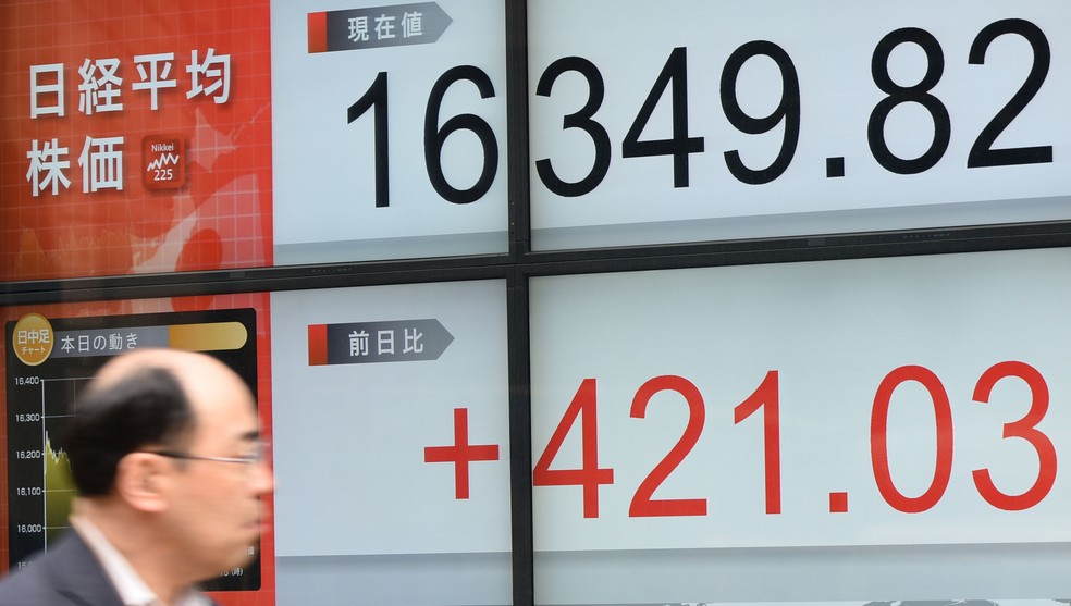 Índice Nikkei, em Tóquio — Foto: AFP