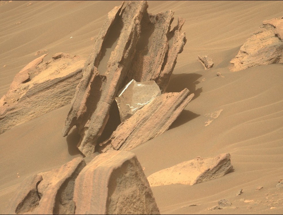 Material encontrado pela sonda Perseverance em Marte. — Foto: Nasa