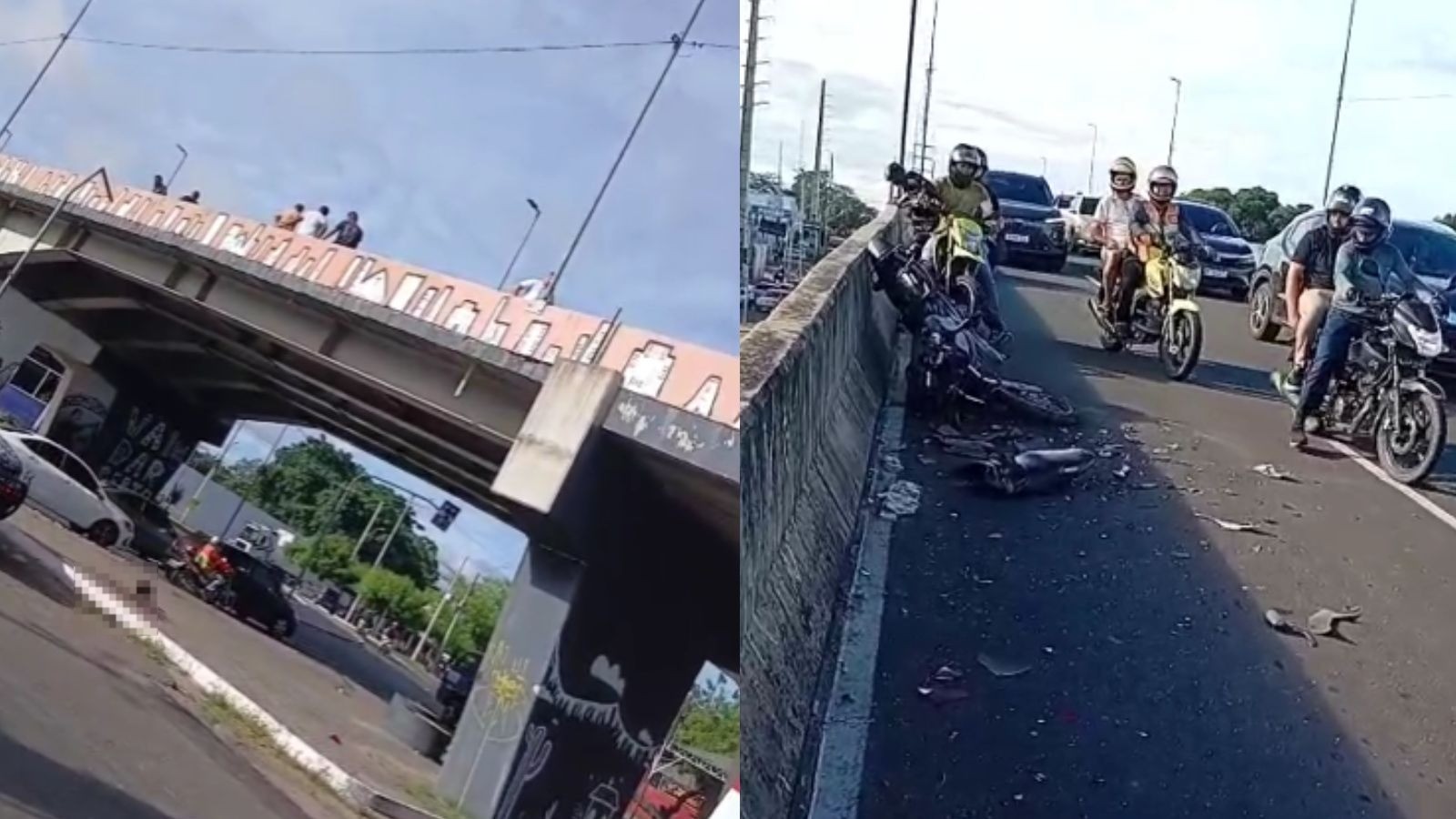 Motociclista cai de cima de viaduto e fica gravemente ferido em Teresina