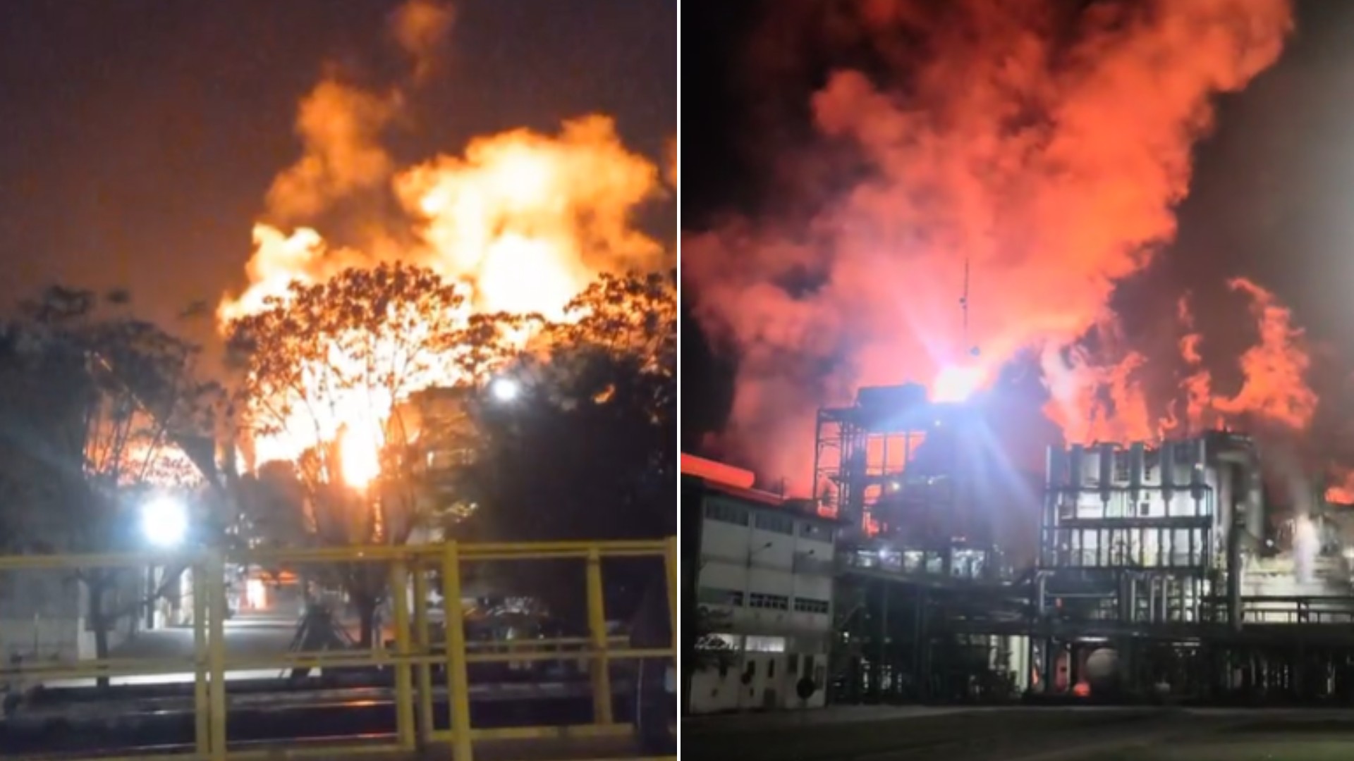 VÍDEO: incêndio atinge destilaria de usina em Novo Horizonte
