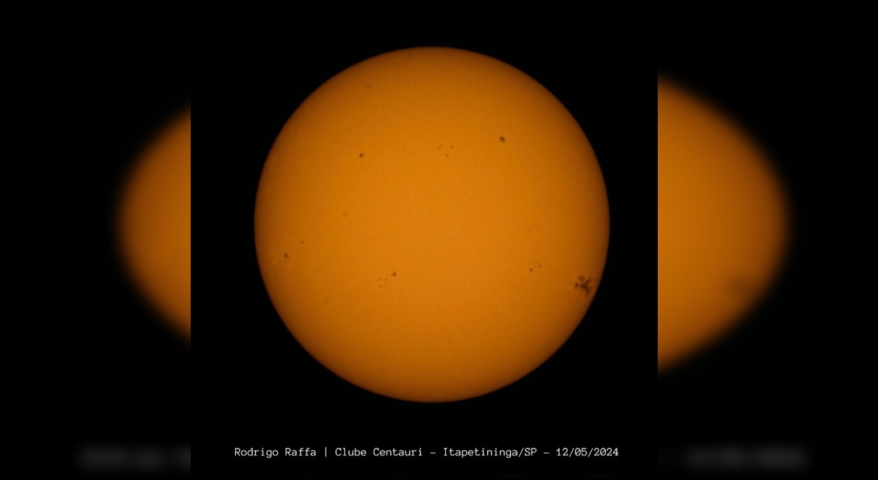 Clube de astronomia registra fotos do sol durante tempestade solar