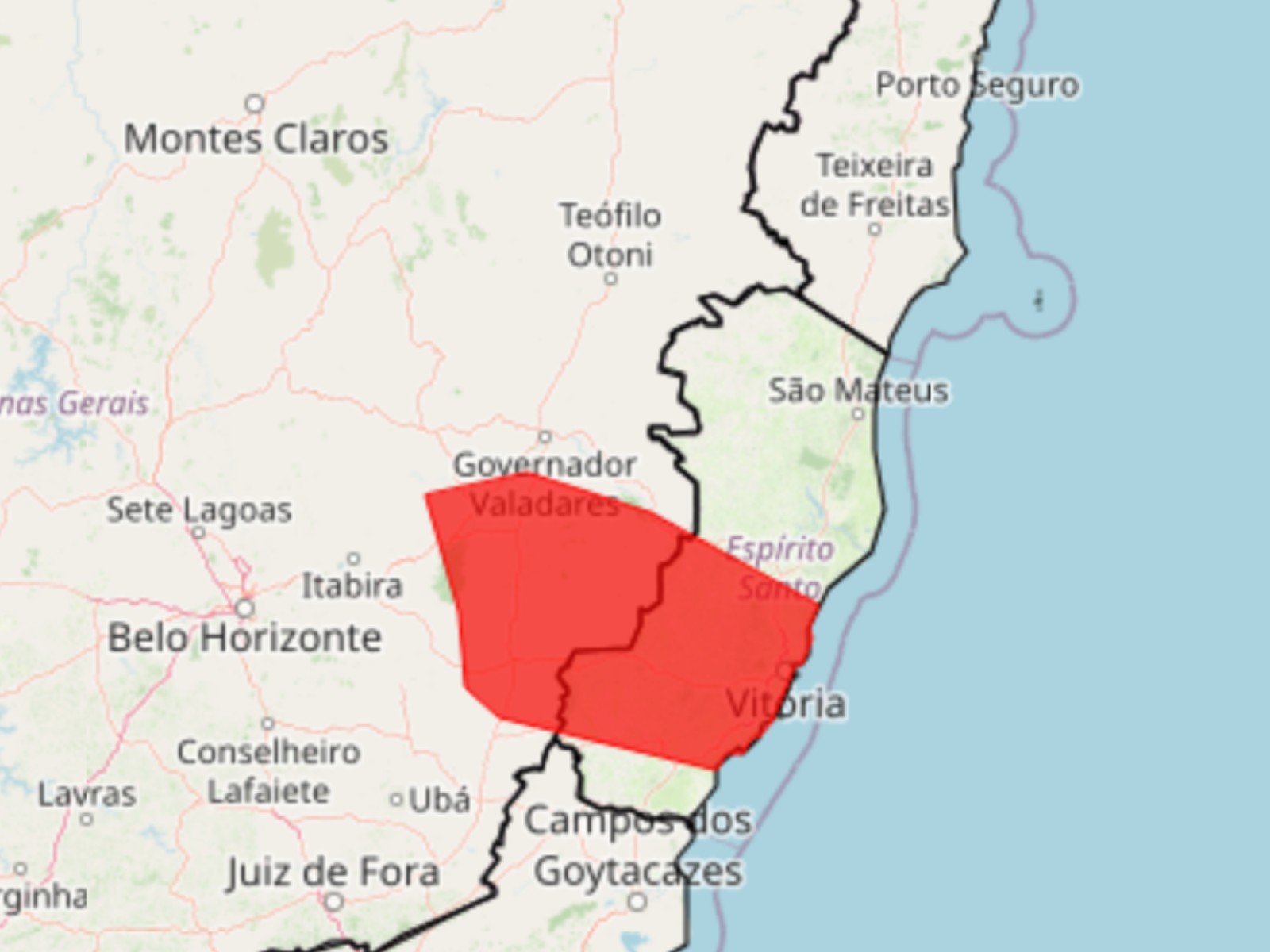 INMET emite alerta vermelho de ‘grande perigo’ para 57 cidades do Leste de MG