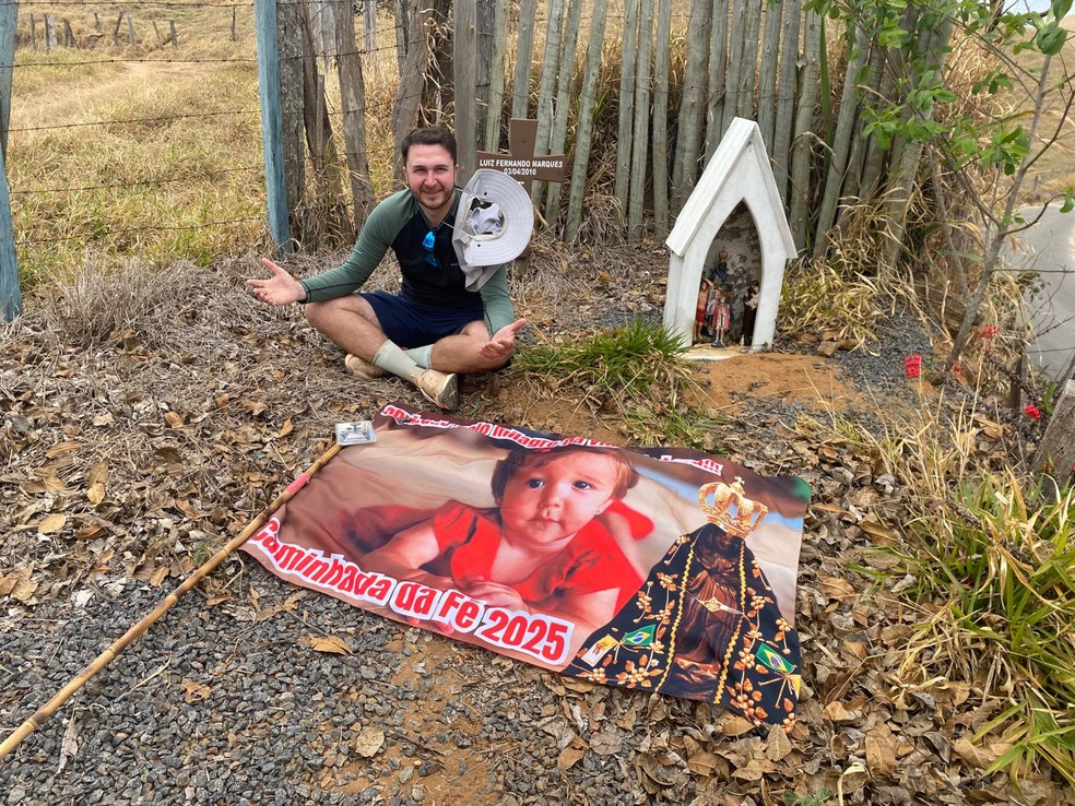 Teodoro encontrou a ‘capela do médico’ logo depois de receber a notícia da aprovação do medicamento para fibrose pela Anvisa. — Foto: Arquivo pessoal