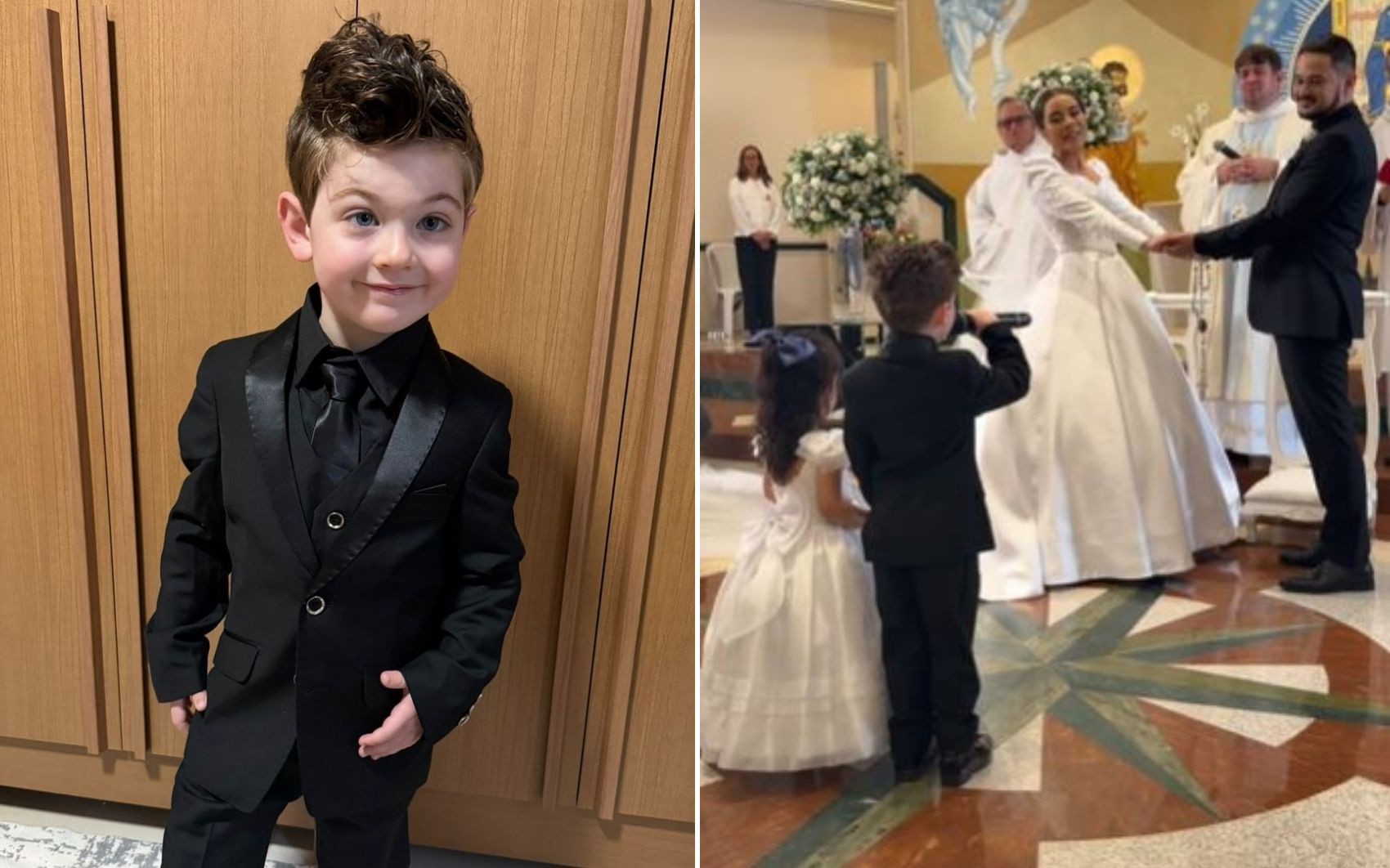 Menino de 3 anos emociona ao entrar cantando em casamento: 'Coisa mais linda'