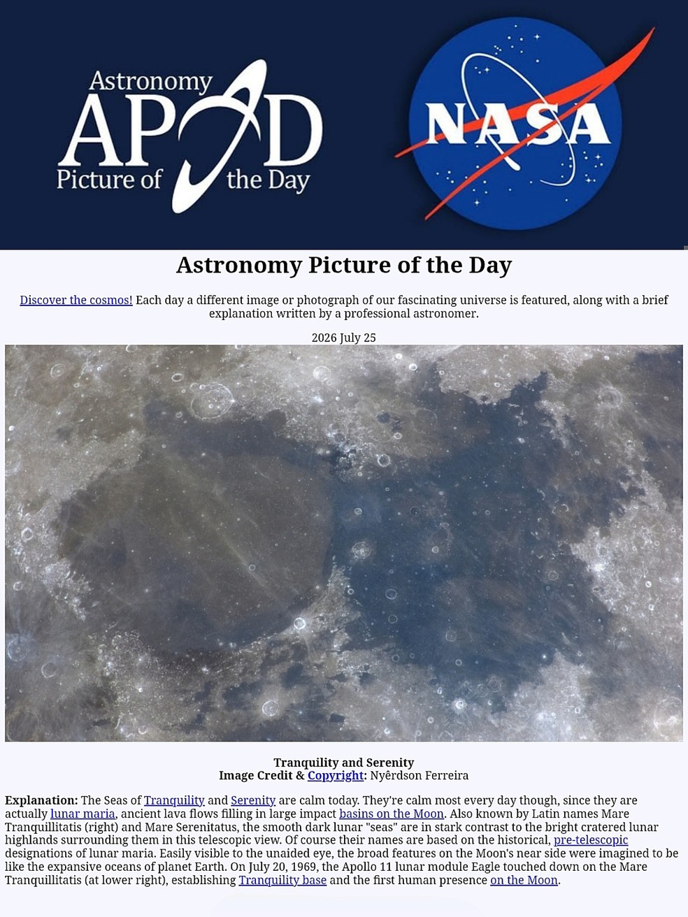 Morador de cidade no Sertão da PB tem foto escolhida pela NASA em projeto de imagens do espaço — Foto: Divulgação