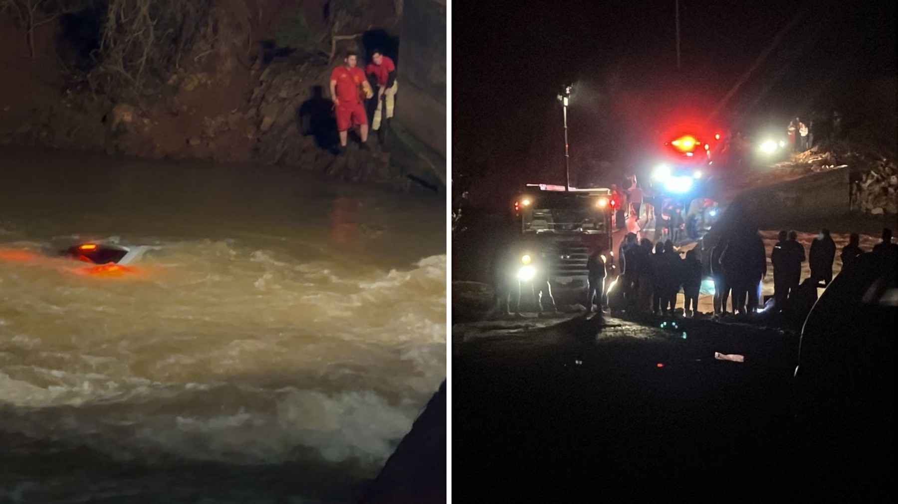 Family car falls off bridge and 4-year-old child disappears into river, in Paraná